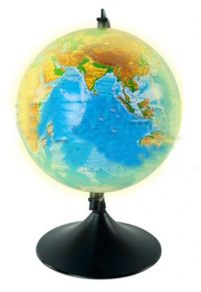 Глобус Земли физический с подсветкой диаметр 210 мм